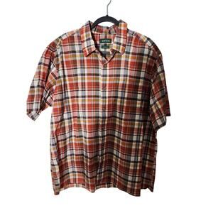 Orvis men's Short Sleeve Plaid dress shirt size X-Large
